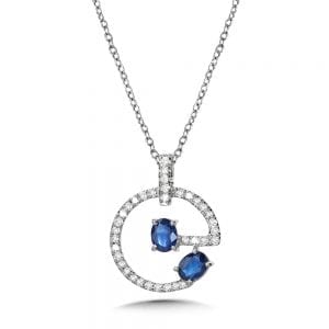 Diamond and Oval Sapphire Pendant