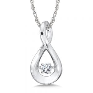 Dancing Diamond Twist Pendant in 14K White Gold with Chain