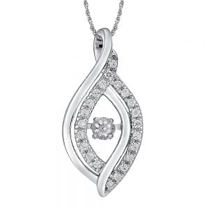 Dancing Diamond Double Twist Pendant in 14K White Gold with Chain