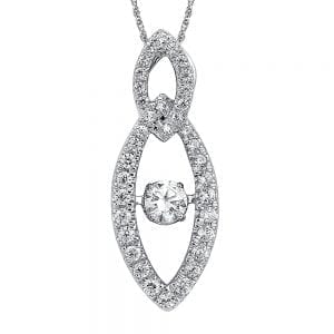 Dancing Diamond Marquise-Shaped Pendant in 14K White Gold with Chain