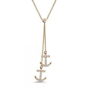 Dangling Anchor Diamond Necklace