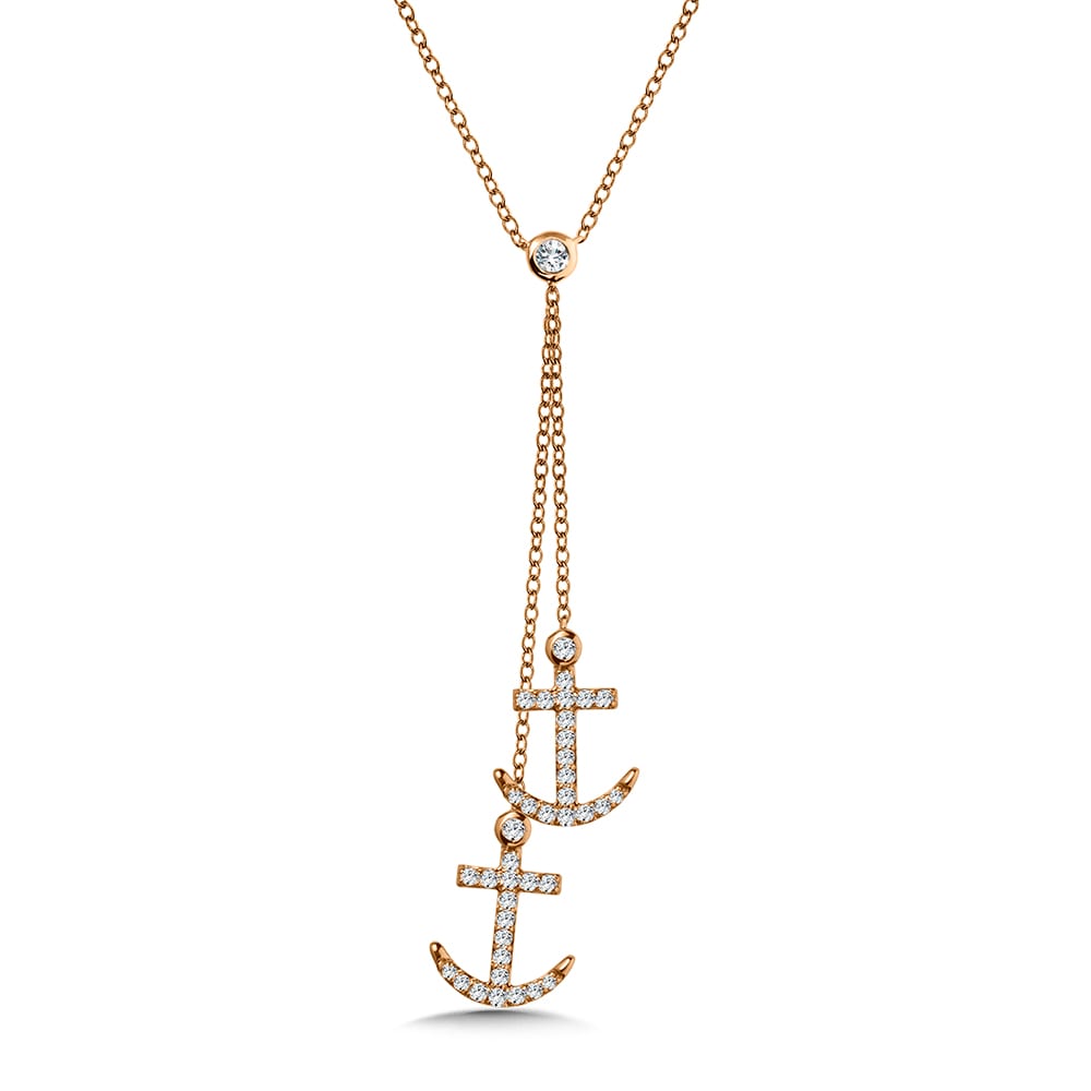 Dangling Anchor Diamond Necklace