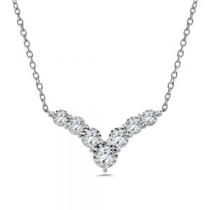 14K White Gold Chevron Diamond Pendant