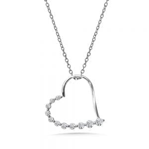 14K White Gold Diamond Heart Pendant