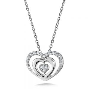 10K White Gold Diamond Heart Pendant
