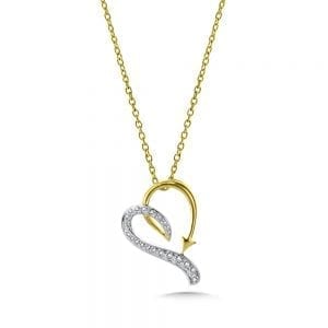 14K White and Yellow Gold Diamond Heart Pendant