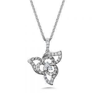 14K White Gold Diamond Floral Pendant