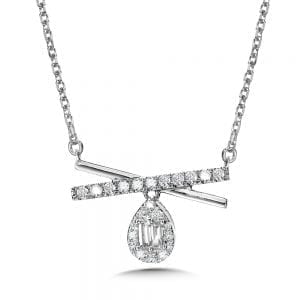 Plumb Collection X-Bar and Pear-Shaped Cluster Diamond Pendant