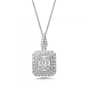 14K White Gold Diamond Pendant
