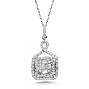 14K White Gold Diamond Pendant