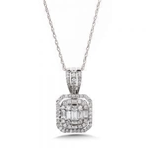 14K White Gold Diamond Pendant