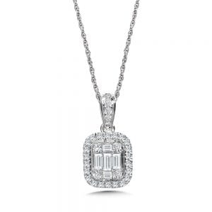 14K White Gold Diamond Pendant