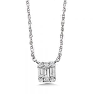 14K White Gold Diamond Pendant