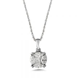 14K White Gold Diamond Pendant
