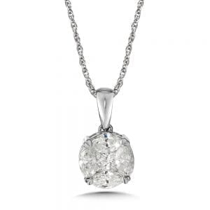 14K White Gold Diamond Pendant