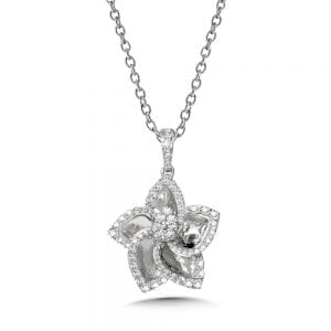 14K White Gold Diamond Floral Pendant