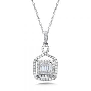Plumb Collection Double-Halo Twist Cluster Diamond Pendant