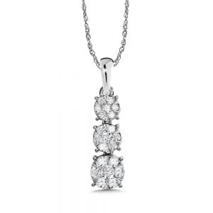 3-Stone Illusion Cluster-Diamond Pendant