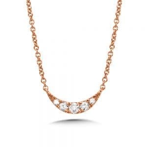 14k Rose Gold Tilted Crescent Moon Diamond Necklace