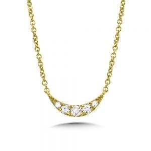 14k Yellow Gold Tilted Crescent Moon Diamond Necklace