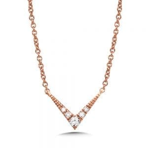14k Rose Gold Pointed Arrow Diamond Necklace