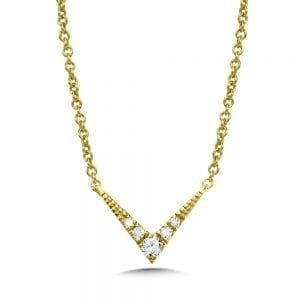 14k Yellow Gold Pointed Arrow Diamond Necklace