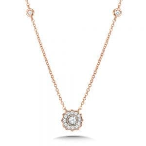 Floral Halo Diamond Necklace