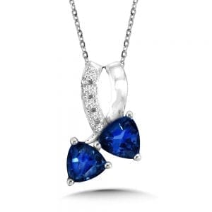 Dual Trillion Cut Criss Cross Created Sapphire and Diamond Pendant