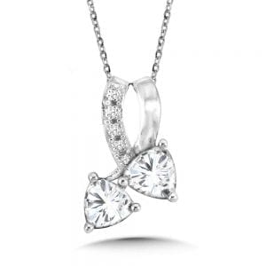 Dual Trillion Cut Criss Cross White Topaz and Diamond Pendant