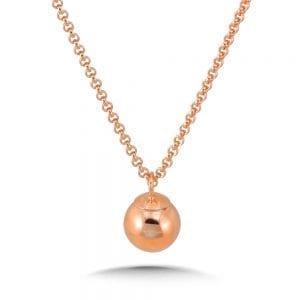 14K Rose Gold Plated Sterling Silver Dangle Ball Pendant