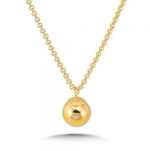 14K Yellow Gold Plated Sterling Silver Dangle Ball Pendant