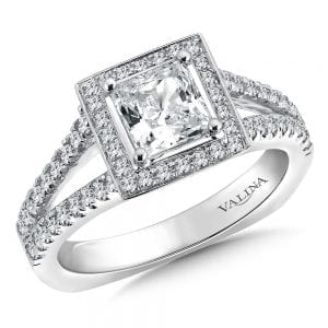 Halo Style Engagement Ring for a Princess Cut Center
