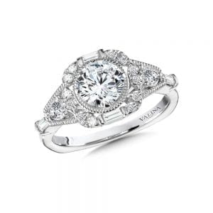 Vintage Cushion-Shaped Halo Diamond Engagement Ring