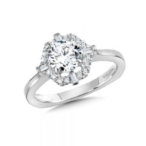 Hexagon-Shaped Halo Diamond Engagement Ring