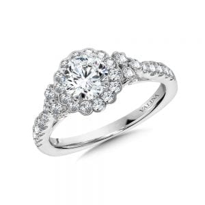 Floral-Halo Diamond Engagement Ring