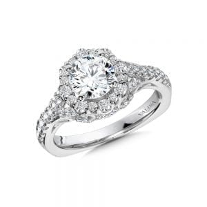 Ornate Halo Diamond Engagement Ring