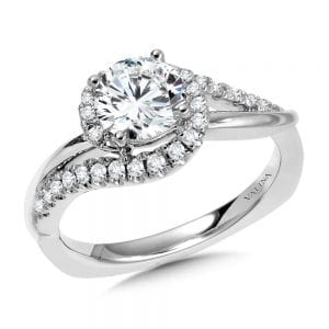 Round Spiral Diamond Engagement Ring