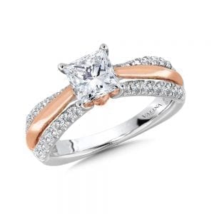 Princess-Cut Dual-Tone Diamond Engagement Ring