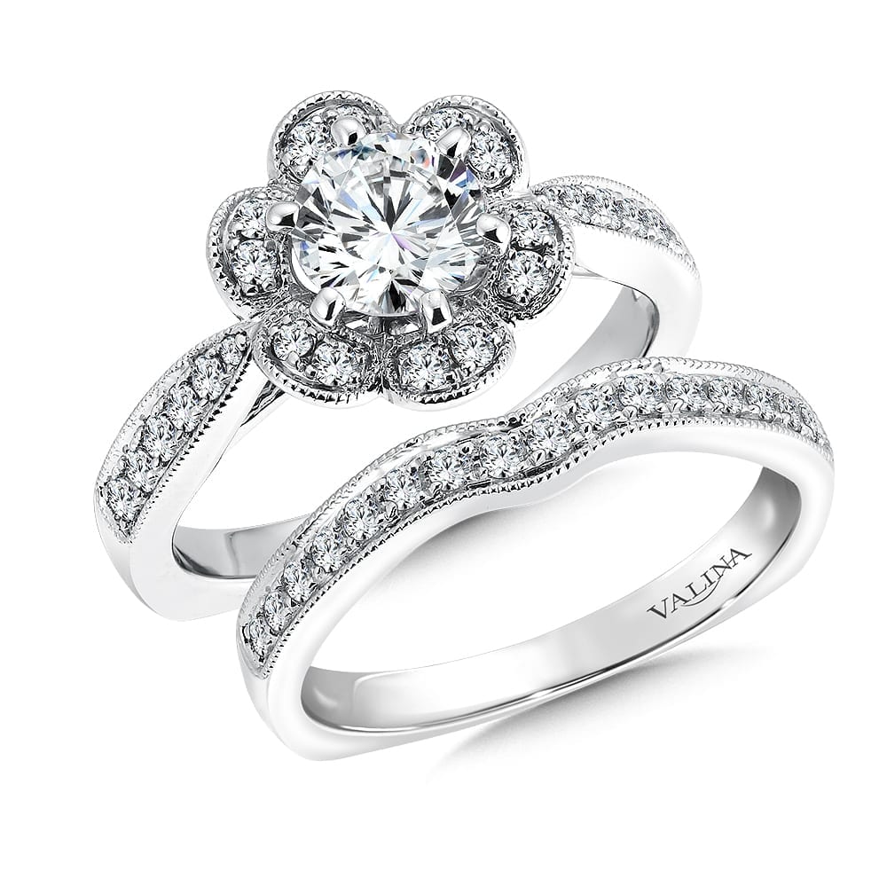 Floral Shape Halo Diamond Engagement Ring - Image 3