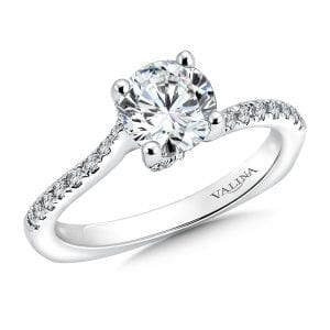 Spiral Style Engagement Ring with Side Stones