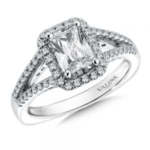 Emerald Cut Halo Engagement Ring