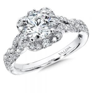 Floral Shape Halo Diamond Engagement Ring