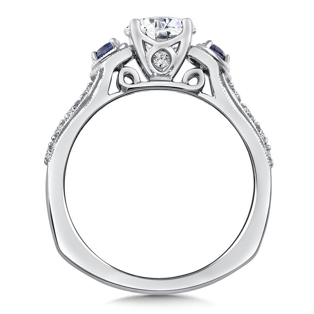 Diamond & Blue Sapphire Engagement Ring - Image 2
