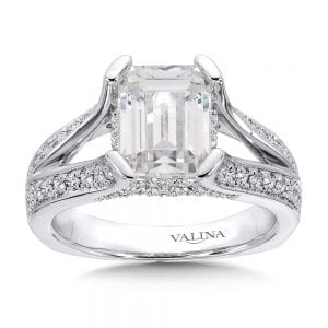 Emerald Cut Center Split Shank Engagement Ring