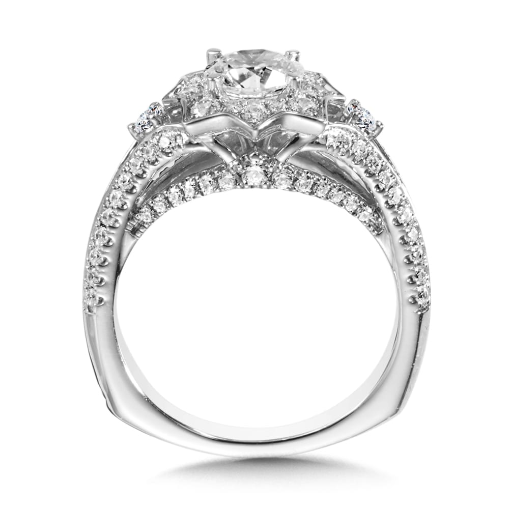 Diamond Halo Engagement Ring Mounting - Image 2