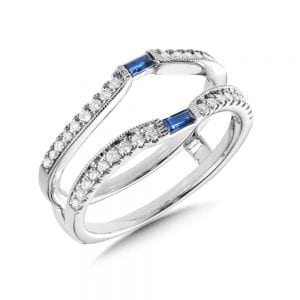 14K White Gold Diamond and Sapphire Ring Guard