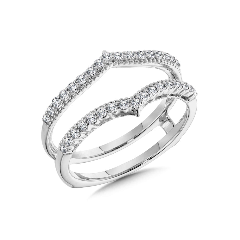 14K White Gold Diamond Ring Guard