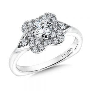 Floral Shape Halo Diamond Engagement Ring