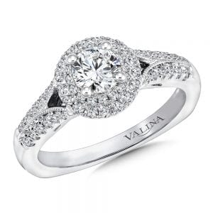 Round double halo Diamond Engagement Ring