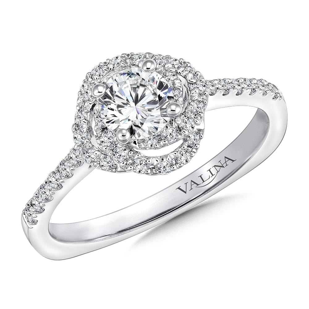 Floral Shaped Halo Diamond Enagement Ring